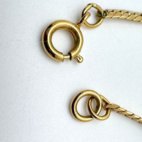 Trifari Gold-Tone Necklace Clip-On Earrings Vtg Cream Grey Green Enamel Leaf - Picture 9 of 12